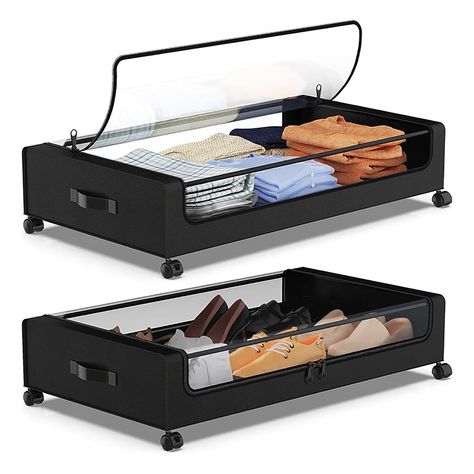 PRICES MAY VARY. 【LARGE UNDERBED STORAGE WITH WHEELS】Under bed storage bins feature 36L, 31.5" (L) x 16.5" (W) x 7" (H), under bed organizers suitable for most under bed spaces. For children 36 months and older. 【MULTI-PURPOSE USE】Rolling underbed storage is designed to hold a variety of items. under bed toy storage, underbed clothes storage, under bed dresser, under bed shoe storage. storage under bed with wheels allows you to maximize your extra storage. 【PREMIUM MATERIAL】Under the bed storage Underbed Storage With Wheels, Drawer For Clothes, Storage With Wheels, Bed Roll, Under Bed Storage Bins, Under Bed Shoe Storage, Rolling Drawers, Sheet Storage, Under Bed Storage Containers