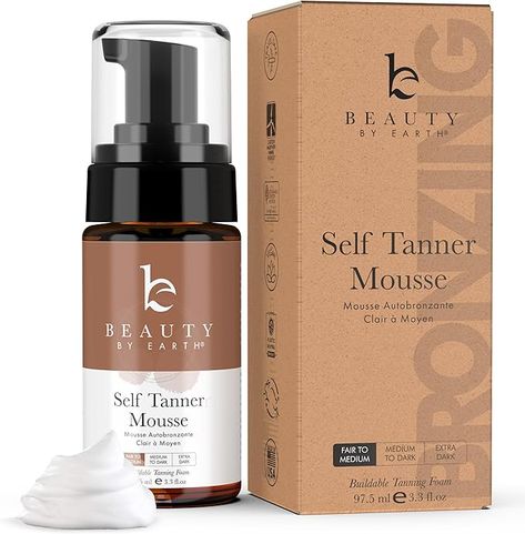 Beauty by Earth Self Tanner Mousse - USA Made with Natural & Organic Ingredients, Self Tanning Mousse for Fake Tan, Sunless Tanner for Self Tan, Clear & Non Toxic Tanning Foam for Gradual Tan : Amazon.ca: Beauty & Personal Care Self Tanner For Face, Sunless Tanning Lotion, Best Self Tanner, Sunless Tanner, Gradual Tan, Tanning Mousse, Self Tan, Self Tanning, Self Tanners