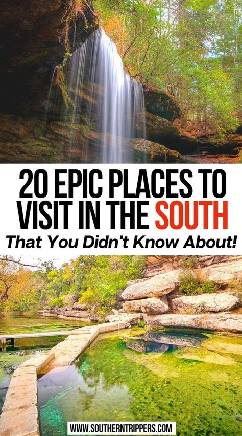 20 Epic Places To Visit In The South That You Didn't Know About South Carolina Road Trip Bucket Lists, Best Places To Visit In South Carolina, Road Trips In The South, Southern Us Travel Destinations, Southeast Us Vacation Ideas, South Road Trip, Deep South Road Trip, Things To Do In Each State, Southern States Road Trip