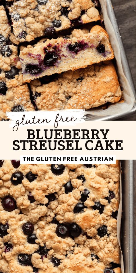 Gluten Free Blueberry Coffee Cake, Gluten Free Loaf Cake, Gluten Free Blueberry Cake, Gf Cake, Pinterest Mom, Gf Treats, Gluten Free Birthday Cake, Blueberry Streusel, Streusel Cake