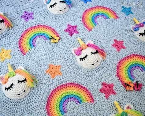 Crochet Unicorn Blanket, Owl Blanket, Unicorns And Rainbows, Unicorn Blanket, Crochet Blanket Pattern, Crochet Unicorn, Haken Baby, Afghan Pattern, Baby Blanket Pattern