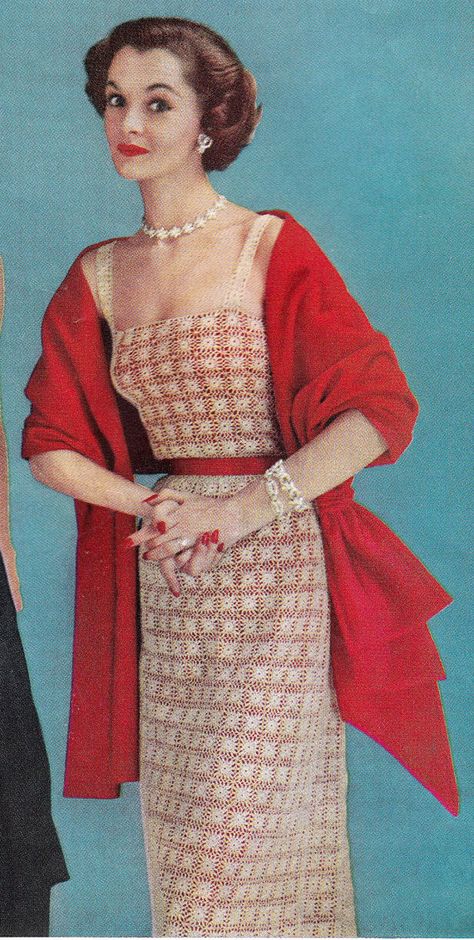 Woman's Granny Square Dress and Stole, Prayer Shawl, Wrap Crochet Pattern || Vintage 1950's ||Reproduction PDF Instant Download Esther S-384 1950s Crochet, Granny Square Dress, Wrap Crochet Pattern, Crochet Pattern Vintage, Square Dress, Prayer Shawl, Crochet Design Pattern, Crochet Rose, Shawl Wrap