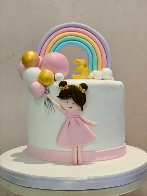 Birthday Cake 3 Yrs Old Girl, Birthday Cake For 3yrs Old Girl, 3rd Birthday Cakes For Girls, Simple Birthday Cake Designs, Toddler Birthday Cakes, 5th Birthday Cake, Rainbow Birthday Cake, Ballerina Cakes, 4th Birthday Cakes