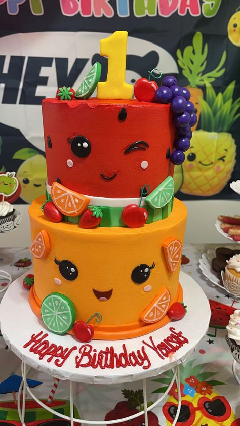 Hey Bear First Birthday Cake, Dancing Fruit Birthday Party Decorations, Dancing Fruit Cake, Dancing Fruit Birthday Cake, Hey Bear Birthday Party Decorations, Hey Bear First Birthday Party, Hey Bear Sensory Birthday Cake, Hey Bear Dancing Fruit Birthday Party, Hey Bear Birthday Cake