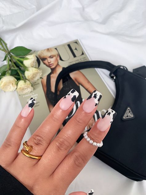 Cow Print Nails, Uñas Aesthetic, Nails Brown, Cow Nails, Printable Ideas, Brown Cow, Nails Tips, Print Nails, Acrylic Coffin