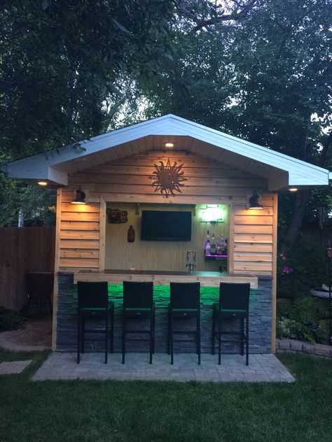 Backyard Bar Outdoor Shed Bar, Party Shed, Bonfire Pit, Shed Bar, Shed Landscaping, Bonfire Pits, Outdoor Bars, Bar Shed, Backyard Bar