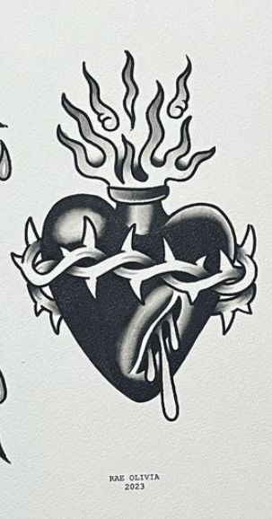 American Traditional Sacred Heart Tattoo, Immaculate Heart Tattoo, Sacred Heart Traditional Tattoo, Sacred Heart Tattoo Traditional, Anthony Tattoo, Traditional Sacred Heart, Sacred Heart Tattoo, Heart Tat, Thorn Tattoo