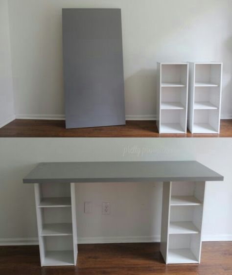 Diy Crafts Desk, Projek Kayu, Cool Desk, Hiasan Dalaman Rumah, Office Diy, Desk Diy, Dream Craft Room, Craft Room Design, Hemma Diy