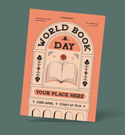 World Book Day Flyer Template AI, EPS Book Club Flyer, Book Club Poster, Indie Bookstore, Book Poster, Reading Club, World Book Day, Abstract Face Art, Club Poster, Book Discussion