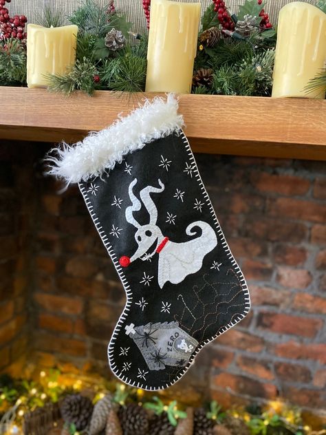 This is a bespoke Christmas stocking inspired by Nightmare Before Christmas character "Zero"  This is handmade and hand stitched for excellent quality. Please see our other character inspired products Nightmare Before Christmas Stocking Diy, Haunted Christmas, Sally Christmas, Nightmare Before Christmas Character, Nightmare Before Christmas Characters, Nightmare Before Christmas Decorations, Hello Kitty Crochet, Christmas 2025, Ideas Navidad