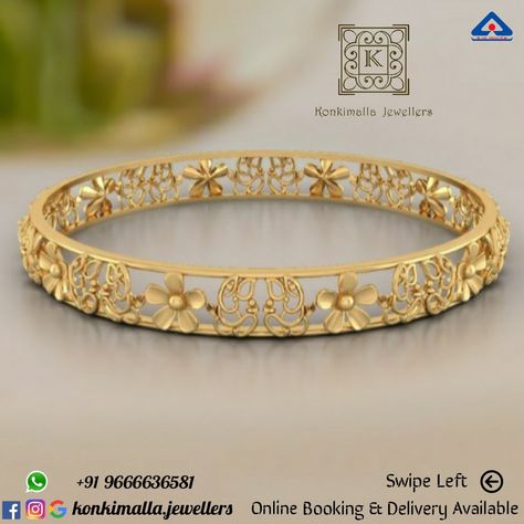 #KJ_G578 Net Weight: up to 24 grams Item : Single Bangle Fb, Insta, Pinterest: @konkimalla.jewellers Women Gold Bangles, Bangles Design Gold, Latest Gold Bangles, Single Bangle, Designer Bangles, Gold Bangles For Women, Bangles Design, Gold Bangles Design, Bangle Designs