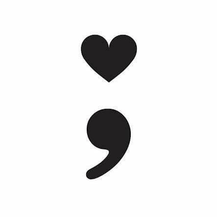 Tattoo Designs Semi Colon, Prevention Tattoo Ideas, Tattoo Punto Y Coma, Heart Semi Colon, Semicolon Heart, Awareness Tattoos, Semi Colon Tattoo, Heart Semicolon, Colon Tattoo