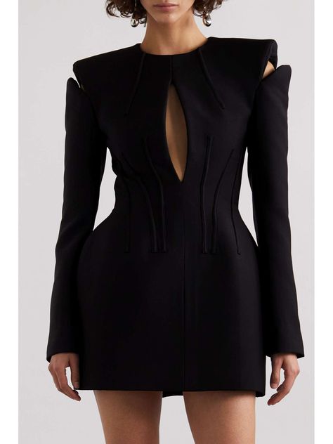 ALEXANDER MCQUEEN Cutout wool mini dress | NET-A-PORTER Alexander Mcqueens, Cutout Design, Black Wool, Net A Porter, Women Collection, Sleeve Dress, Feel Like, Alexander Mcqueen, Porter