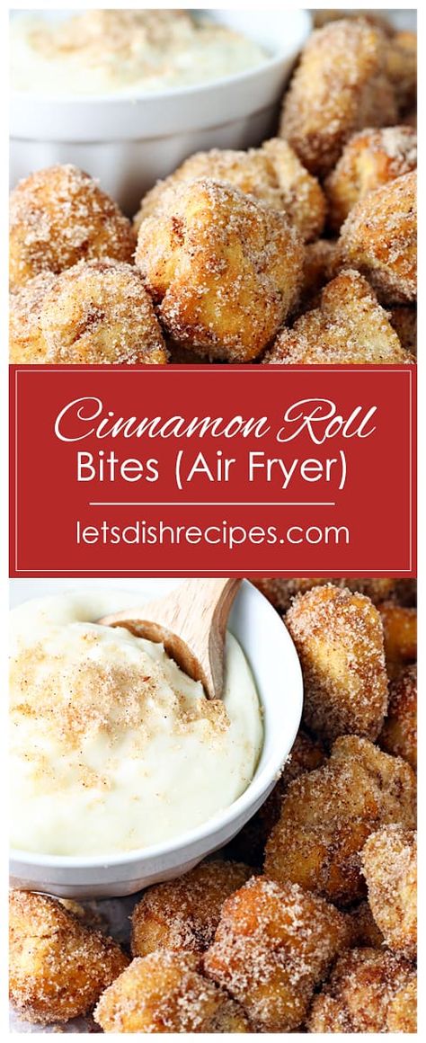 Air Fryer Cinnamon Roll Bites Air Fryer Cinnamon Roll Bites, Cinnamon Roll Bites Recipe, Grand Biscuit Recipes, Cinnamon Roll Bites, Cinnamon Bites, Frozen Dinner Rolls, Spring Breakfast, Sweet Morning, Fun Breakfast