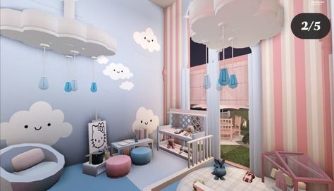 NOT MY BUILD *could cute build* Bloxburg Kindergarten Ideas, Bloxburg Kindergarten, Bloxburg Daycare, Toddler Room Ideas, Modern Baby Room, Bloxburg Town, Room Ideas Bloxburg, Bloxburg Bedroom, Roblox House