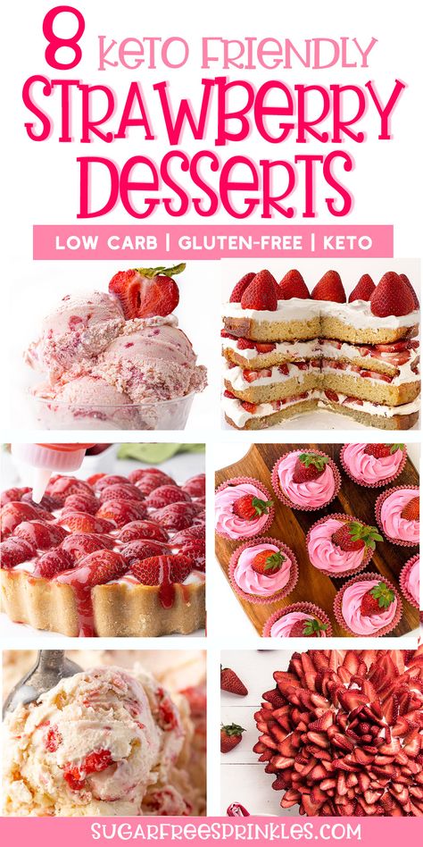 Healthy Strawberry Dessert, Strawberry Keto, Desserts Low Carb, Fresh Strawberry Desserts, Strawberry Cream Pies, Ketogenic Desserts, Brunch Desserts, Cream Pies, Strawberry Dessert Recipes