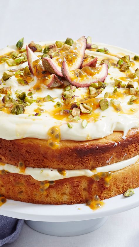 This tangy-sweet yoghurt cake is sure to be a crowd-pleaser! Passionfruit Cake, Lemon Layer Cakes, Pistachio Cake, Gluten Free Cake, Deilig Mat, Jamie Oliver, Almond Recipes, Food Cakes, Fruit Cake