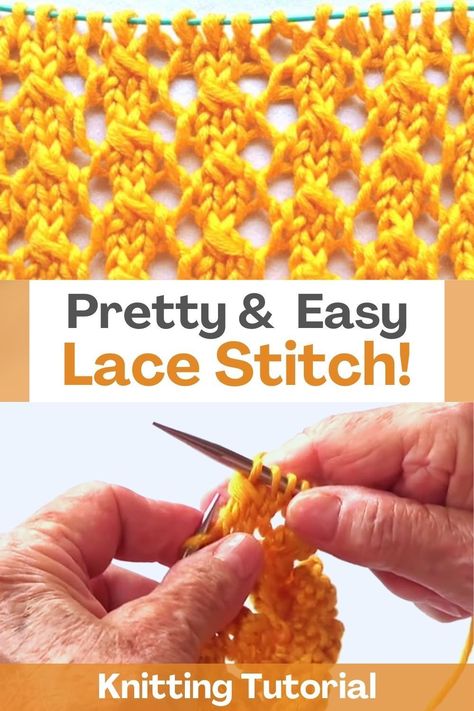 Get ready to take your knitting skills to the next level with this comprehensive guide on mastering a pretty and easy lace stitch. This friendly creator will be your knitting buddy, guiding you through each step of the process with patience and expertise. You'll be amazed at how quickly you can add a touch of elegance to your knitwear pieces using this captivating lace stitch pattern. With just a simple 4-row repeat, this stitch is perfect for both beginners and seasoned knitters looking to... 4 Stitch Repeat Knitting Patterns, Lacy Knit Patterns, Lacey Knit Scarf Free Pattern, 4 Row Knitting Patterns, Woven Knit Stitch, Beginner Lace Knitting Patterns, Simple Lace Knitting Patterns, Lace Knitting Stitches Free, One Row Repeat Knitting Patterns