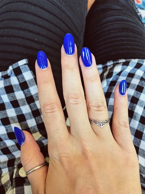 Almond royal blue acrylic nails Blue Acrylic Nails Almond, Royal Blue Acrylic Nails, Blue Nails Almond, Nails Royal Blue, Acrylic Nails Almond, Cute Almond Nails, Blue Christmas Nails, Acrylic Nails Almond Shape, Blue Chrome Nails