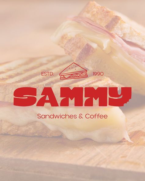 I am finally back with a brief❤️ Meet SAMMY - a sandwich shop who needed a new logo, a full brand and packaging design! I went for a playful and warm color palette with a classically built logo hierarchy contrasted with a bold and modern main font. And I absolutely love how it turned out! What do you think?🤩 Do you need my help with your brand send me a DM for a little chat❤️ I am booking from October onwards🚀 Emilie X Brief by: @thebriefassociation @themondayagency #TBASAMMY ( ... Sandwich Poster Design, Sandwich Branding Design, Sandwich Logo Design, Sandwich Shop Logo Design, Sandwich Social Media Design, Sandwich Brand Logo, Sandwich Logo, Warm Color Palette, Sandwich Shop