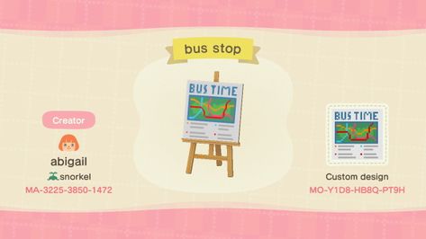 Acnh Bus Stop Sign, Acnh Bus Stop Code, Animal Crossing Bus Stop, Acnh Bus Stop, Bus Stop Sign, Animal Crossing Wild World, New Animal Crossing, Bus Stop, Animal Crossing Game