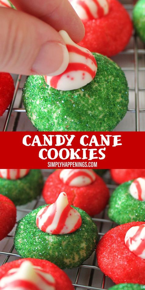 Candy Cane Cookies on a cooling rack Christmas Candy Cane Cookies, Xmas Cookie, Eggnog Cookies, Christmas Candies, Sugar Cookie Mix, Christmas Kiss, Candy Cane Cookies, Kiss Cookies, Christmas Foods