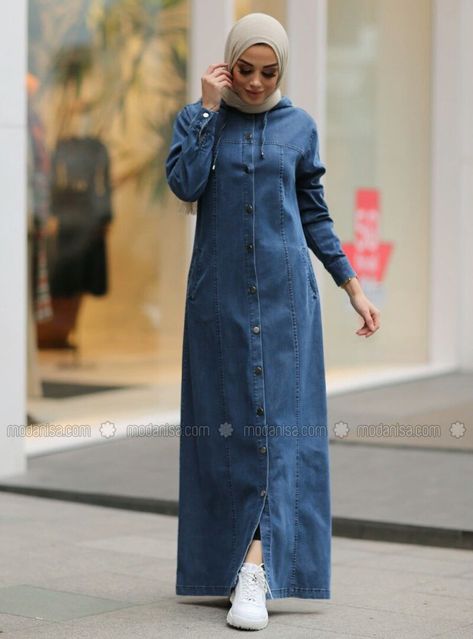 Denim Abaya, Islamic Fashion Dresses, Cape Fashion, Muslimah Outfit, Muslim Dress, Abaya Designs, Muslim Fashion Outfits, Hijabi Outfits, Hijabi Fashion