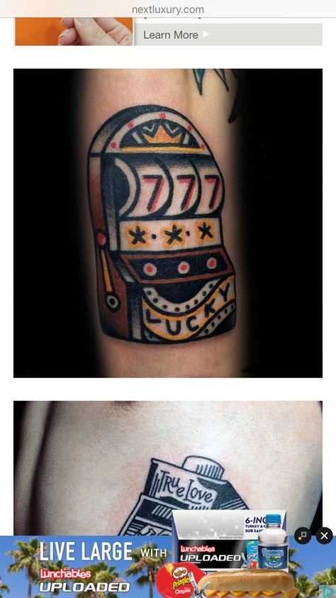 Las Vegas Traditional Tattoo, Traditional Gambling Tattoo, Slot Machine Tattoo, Snake Heart, Make Your Own Luck, Vegas Tattoo, Tattoo Mini, Traditional Tattoo Ideas, Slot Machine Cake