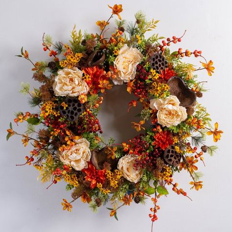 Witchy Wreaths, Autumn Arrangements, Autumnal Decor, Magnolia Leaf Wreath, Silk Wreaths, Floral Door Wreaths, Autumn Wreaths For Front Door, Wreath Project, Fall Decor Inspiration