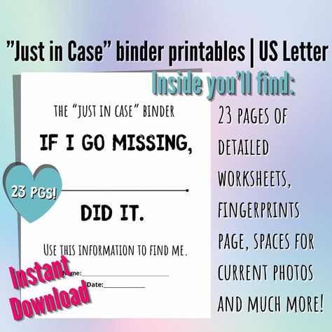 If I Go Missing Folder Template, If I Go Missing Binder, In Case I Go Missing Binder, If I Go Missing Folder, In Case I Go Missing Folder, Emergency Binder Printables Free Important Documents, Emergency Contact Printable, If I Go Missing, Emergency Binder Printables