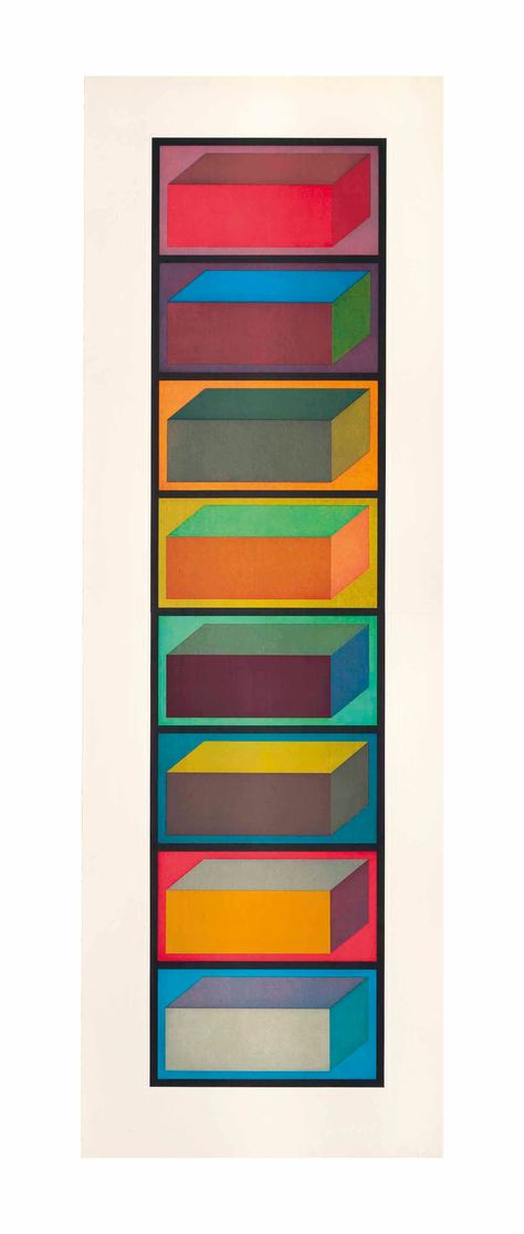 Sol LeWitt (1928-2007), Eight Cubic Rectangles (Diptych) | Christie's Sol Lewitt Art, 60s Minimalism, Sol Lewitt, Improv Quilting, Study Art, Art Movements, Barn Quilt Patterns, Barn Quilt, Color Studies