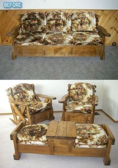 Wooden Couch, 70s Furniture, Wood Living Room, Wood Furniture Living Room, Wooden Garden Benches, Upholstered Couch, Outdoor Furniture Design, Patio Furniture Cushions, Cheap Furniture