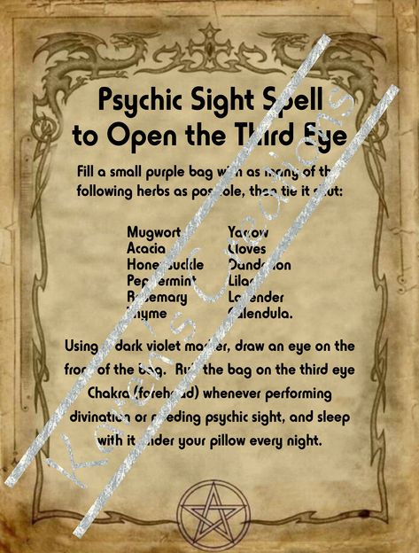 Psychic Sight Spell to Open the Third Eye page for Homemade Halloween Spell Book Third Eye Spell, Open Third Eye, Pooling Crochet, Open The Third Eye, Health Spell, Sleep Spell, Wicca Spells, Truth Spell, Halloween Spell Book