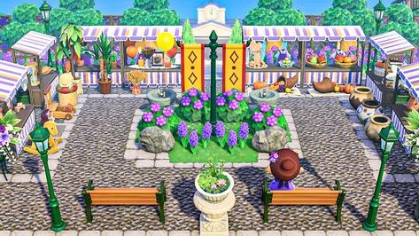 Flee Market Animal Crossing, Fruit Market Acnh, Animal Crossing Market Place Ideas, Acnh Flea Market Ideas, Acnh Market Ideas, Acnh Flea Market, Animal Crossing Market Place, Animal Crossing Market Ideas, Market Animal Crossing