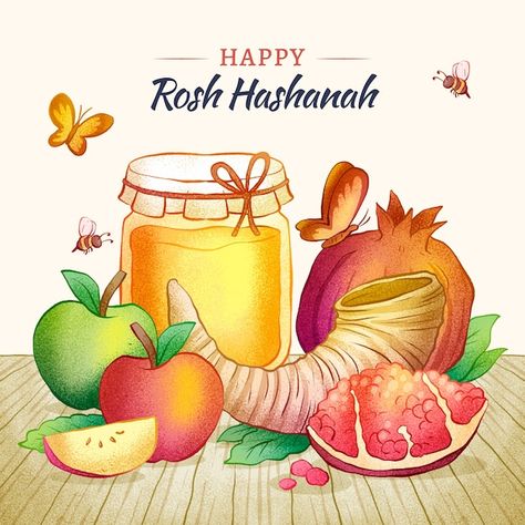 Vector illustration for rosh hashanah je... | Premium Vector #Freepik #vector #new-year-illustration #celebration-illustration #illustrations #hand-drawn-illustration Happy Rosh Hashanah, Celebration Illustration, Jewish New Year, Rosh Hashana, Work Project, Rosh Hashanah, Drawn Illustration, New Year Celebration, Vector Photo