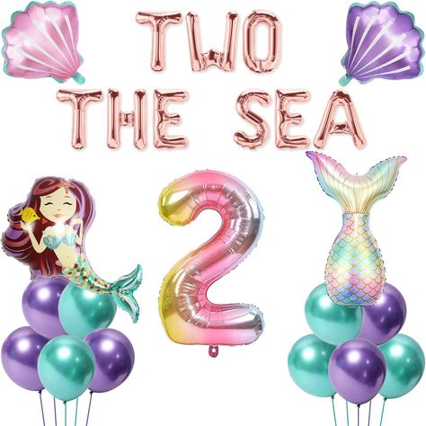 PRICES MAY VARY. 16" TWO THE SEA letter balloons; Not helium supported. 1 number 2, 1 mermaid, 1 tail, 2 shells, 5 metallic green latex balloons, 5 metallic purple latex balloons. Two the Sea 2nd Birthday Party Balloon Banner Ariel 2nd Birthday Party, Mermaid Theme 2nd Birthday Party, Under The Sea Birthday Party 2, Ocean Theme Birthday Party Girl, 2nd Birthday Ocean Theme, Dive Into 5 Birthday Party Decorations, Under The Sea 2nd Birthday Party Girl, Mermaid Birthday Party 2, Little Mermaid 2nd Birthday Party