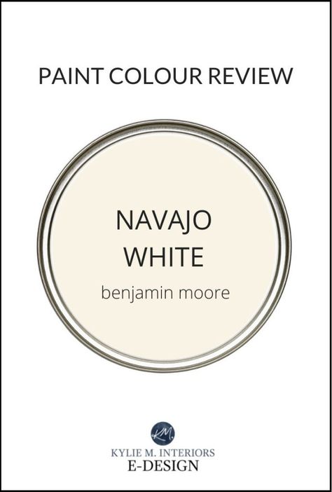 Benjamin Moore Navajo White OC-95: Paint Color Review - Kylie M Interiors Navajo White Benjamin Moore Coordinating Colors, Popular Cream Paint Colors, Navajo White Benjamin Moore, Navajo White Sherwin Williams, Benjamin Moore Navajo White, Coordinating Paint Colors, Benjamin Moore Cloud White, Kylie M Interiors, Timeless Paint Colors