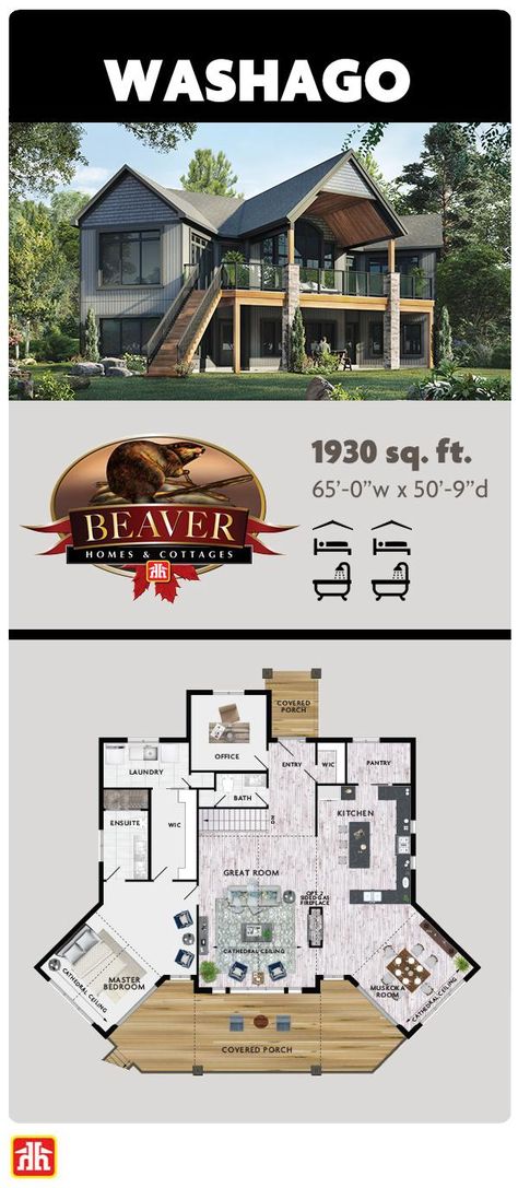 Beaver Homes And Cottages, Beaver Homes, Dream House Mansions, Basement House Plans, Cottage Floor Plans, Cabin Floor Plans, Basement House, Lake House Plans, Sims House Plans