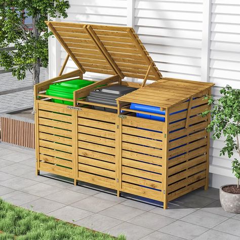 Large Triple Wheelie Bin Storage Wooden Store Cover Garden Rubbish Dustbin Shed | eBay Triple Bin Store, Triple Wheelie Bin Storage, Wheelie Bin Storage, Wood Trash Can, Bin Shed, Trash Storage, Outdoor Trash Cans, Shed Base, Bin Storage