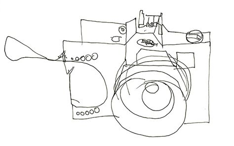 Blind Counter Drawing, Blind Line Drawing, Sketch Of A Camera, Blind Contour Drawing Ideas, Continuous Line Drawings, Camera Drawing Art, Art Newsletter, Contour Drawings, Blind Drawing