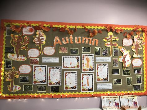 Autumn Displays Eyfs, Autumn Wall Display, Autumn Display Eyfs, Preschool Areas, Eyfs Autumn, Eyfs Provision, Autumn Eyfs, Nature Display, Bulletin Board Tree