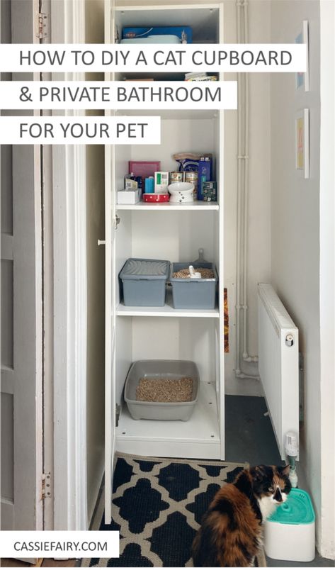 How to DIY a cat cupboard and private bathroom for your pet Cat Litter Tray Ideas, Cat Cupboard, Furniture Upcycling, Pet Organization, Cat Essentials, Litter Tray, Duck Tape, Cupboard Doors, Bathroom Cabinet