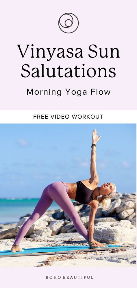 Vinyasa Yoga Flow Sequence, Boho Beautiful Yoga, Vinyasa Yoga Sequence, Bed Yoga, Cardio Yoga, Evening Yoga, Morning Yoga Flow, 20 Minute Yoga, Yoga Routine For Beginners