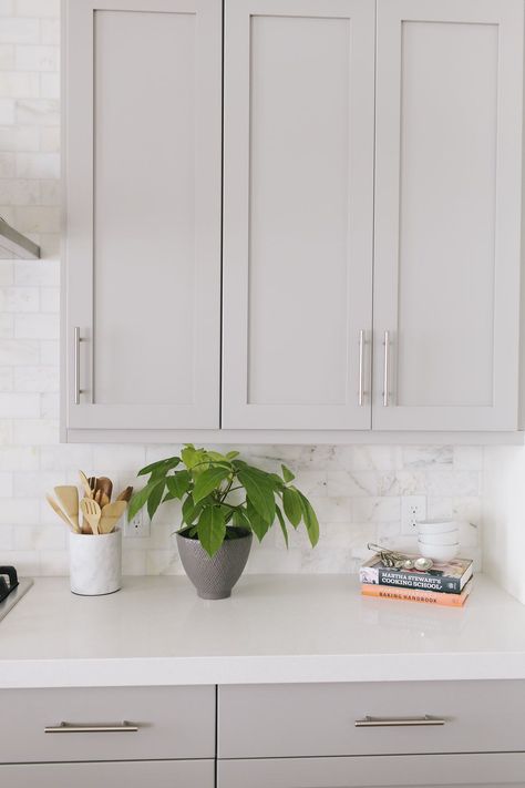 Mapleton New Build Kitchen & Dining - House of Jade Interiors Blog Caesarstone Organic White, Light Grey Kitchens, Light Gray Cabinets, Mindful Gray, White Counters, All White Kitchen, Kitchen Cabinets Makeover, Grey Kitchen Cabinets, Kitchen Farmhouse