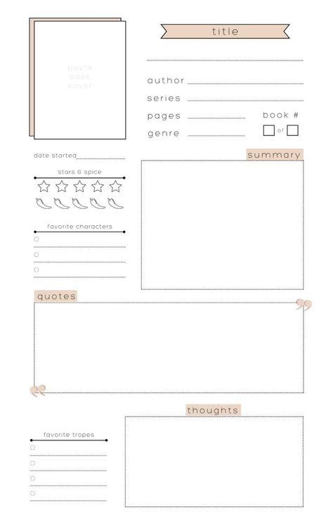 Book Planning Template, Book Review Layout, Book Rating Template, Booktok Journal, Book Rating, Reading Journal Printable, Books Journal, Book Tropes, Minimal Template