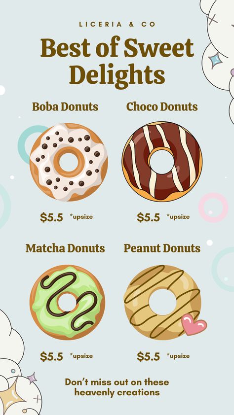 Add a sprinkle of fun to your feed with our pastel blue playful donuts promotion Instagram story template! Perfect for showcasing your delicious treats with a light, cheerful touch. 🍩💙✨ #DonutsPromo #PastelBlue #PlayfulDesign Sweet Delights, Delicious Treats, Instagram Story Template, Story Template, Pastel Blue, Social Media Template, Playful Design, Yummy Treats, Donuts