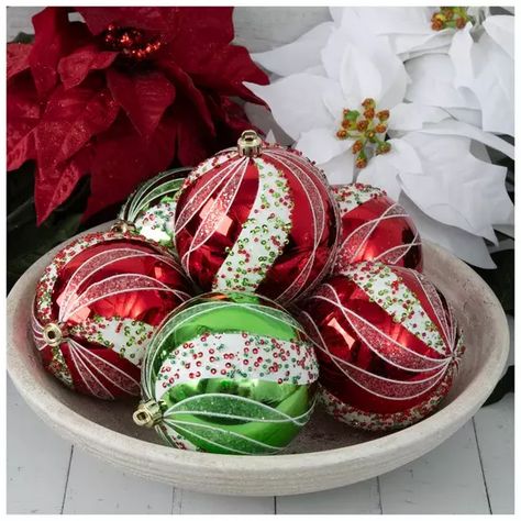 Glitter Peppermint Ball Ornament Set | Hobby Lobby | 6058432 Christmas Candy Land, Peppermint Tree, Shatterproof Ornaments, Charming Christmas, Candy Land, Gold Pattern, Ball Ornaments, Christmas Candy, Classic Christmas