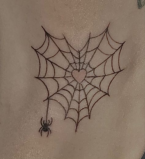 Spider Web Stick And Poke, Heart Shaped Web Tattoo, Spider Web Hip Tattoo, Spider Web Collar Bone Tattoo, Dainty Spider Web Tattoo, Heart Web Tattoo, Heart Shaped Spider Web Tattoo, Spiderweb Heart Tattoo, Heart Spiderweb Tattoo