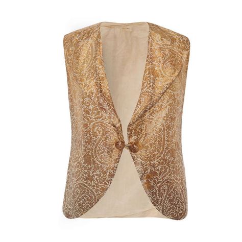 1930’s Gold Brocade Indian Waistcoat | From a collection of rare vintage jackets at http://www.1stdibs.com/fashion/clothing/jackets/ Indian Waistcoat, Indian Vest, Brocade Waistcoat, Brocade Vest, Pattern Vest, Shrug Jacket, Black Skirt Suit, Lame Fabric, Embroidered Vest