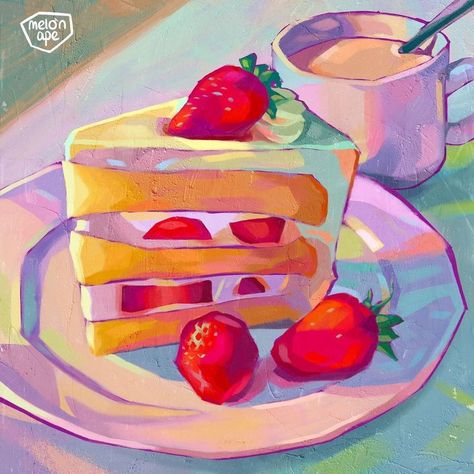 Candy Painting, Dessert Painting, Orca Art, Cake Painting, Food Art Painting, Digital Brushes, Cake Drawing, Thick Paint, Colorful Desserts